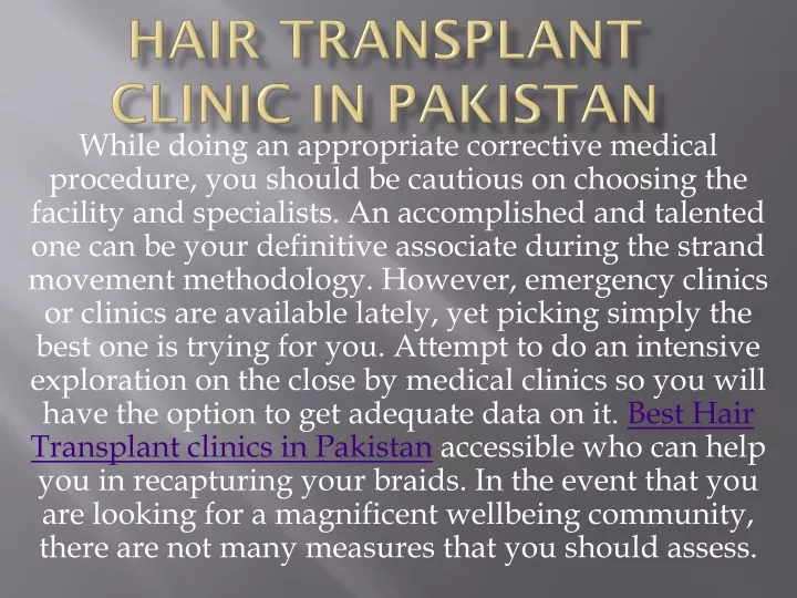 hair transplant clinic in pakistan