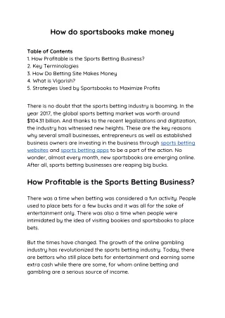 How do Sportsbooks Make Money