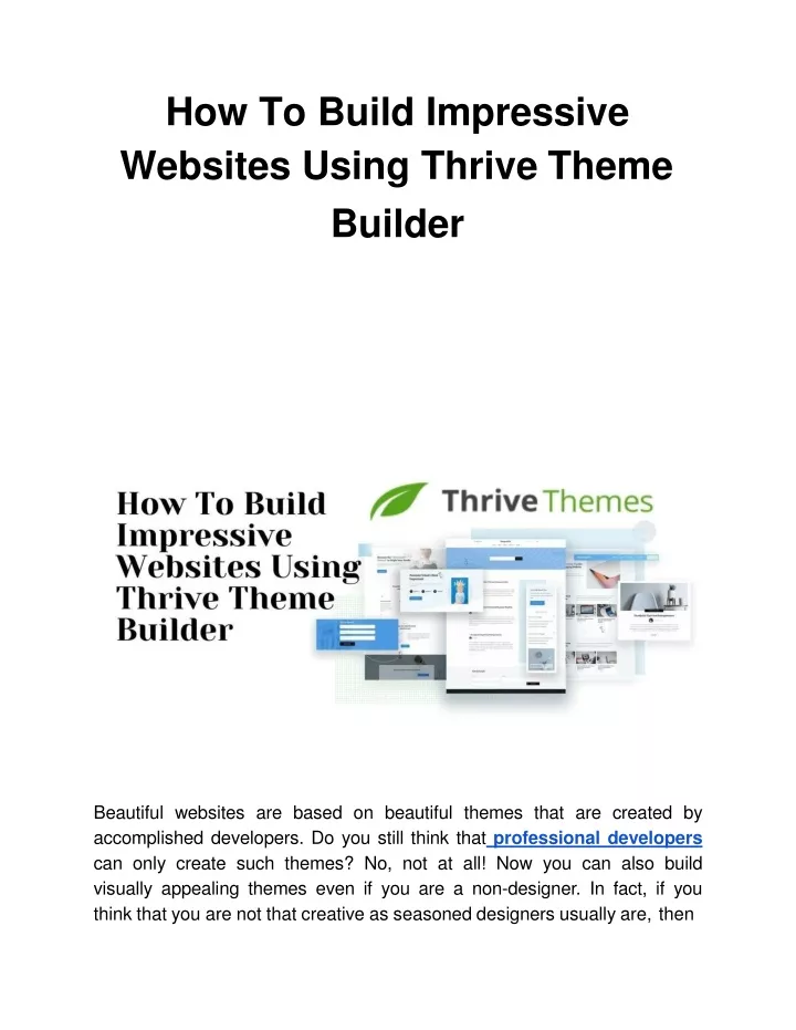 how to build impressive websites using thrive theme builder