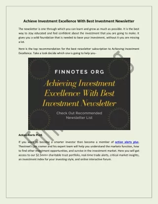 achieve investment excellence with best