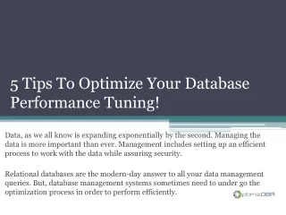 5 Tips To Optimize Your Database Performance Tuning!
