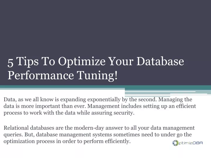 5 tips to optimize your database performance tuning