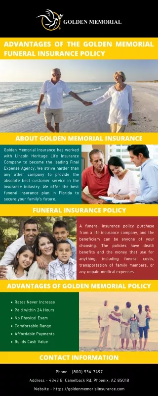 Advantages of The Golden Memorial Funeral Insurance Policy