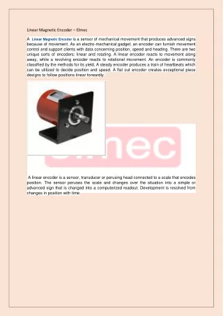 Linear Magnetic Encoder – Elmec