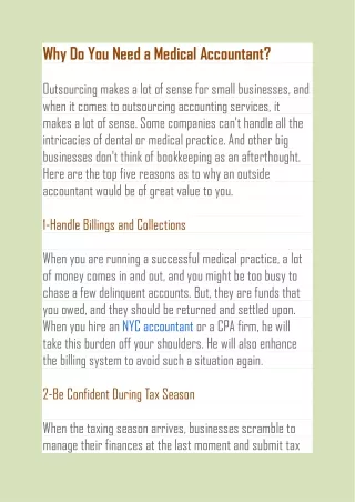 why do you need a medical accountant