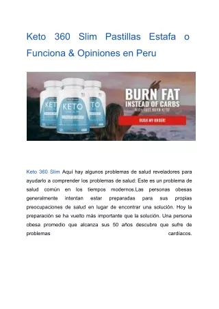 Keto 360 Slim Pastillas Estafa o Funciona & Opiniones en Peru