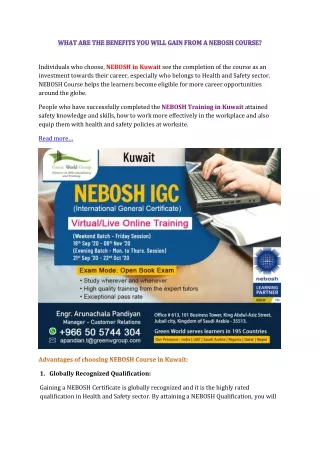 individuals who choose nebosh in kuwait