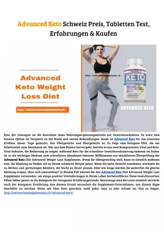 Advanced Keto Schweiz Preis, Tabletten Test, Erfahrungen & Kaufen