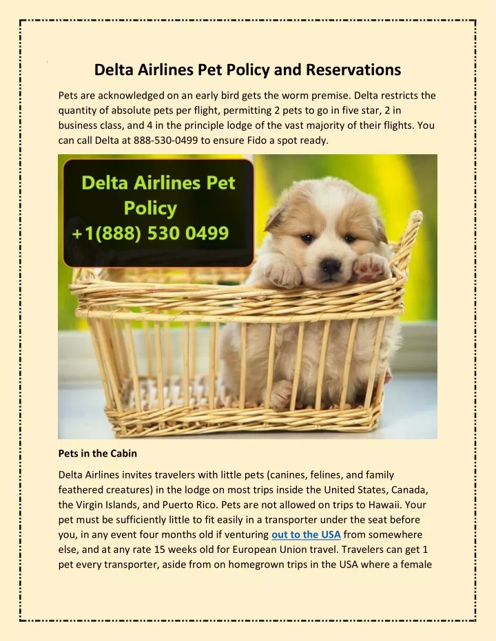 delta airlines pet policy and reservations