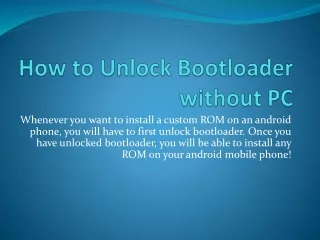 how to unlock bootloader without pc