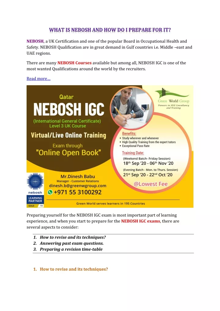 nebosh a uk certification and one of the popular