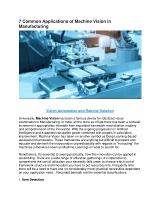 7 common applications of machine vision