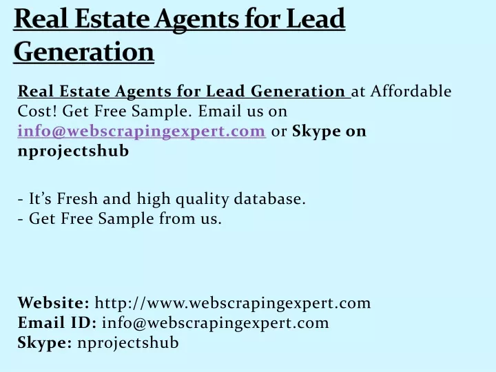 real estate agents for lead generation