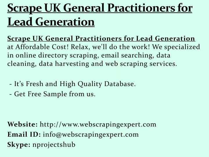 scrape uk general practitioners for lead generation