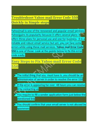 Call 1-800-316-3088 How To Fix Troubleshoot Yahoo mail Error Code 550