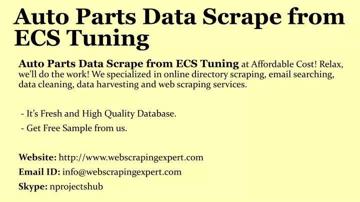 auto parts data scrape from ecs tuning