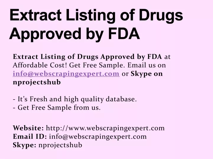 extract listing of drugs approved by fda