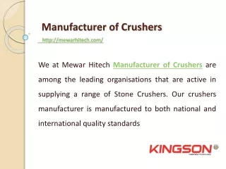 manufacturer of crushers http mewarhitech com