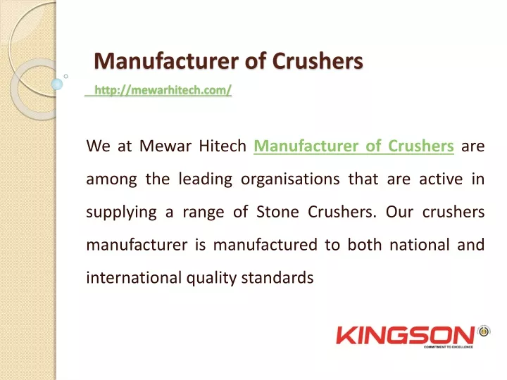 manufacturer of crushers http mewarhitech com