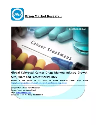 Global Colorectal Cancer Drugs Market Trends, Size, Competitive Analysis and Forecast - 2019– 2025