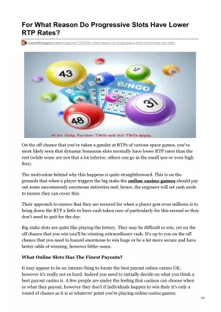 for what reason do progressive slots have lower