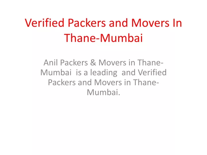 verified packers and movers in thane mumbai