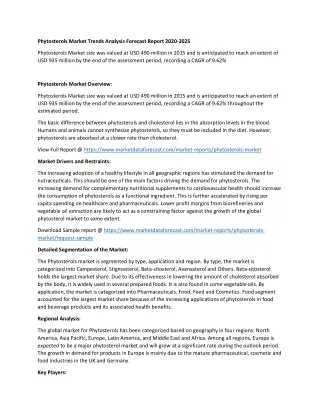 phytosterols market trends analysis forecast