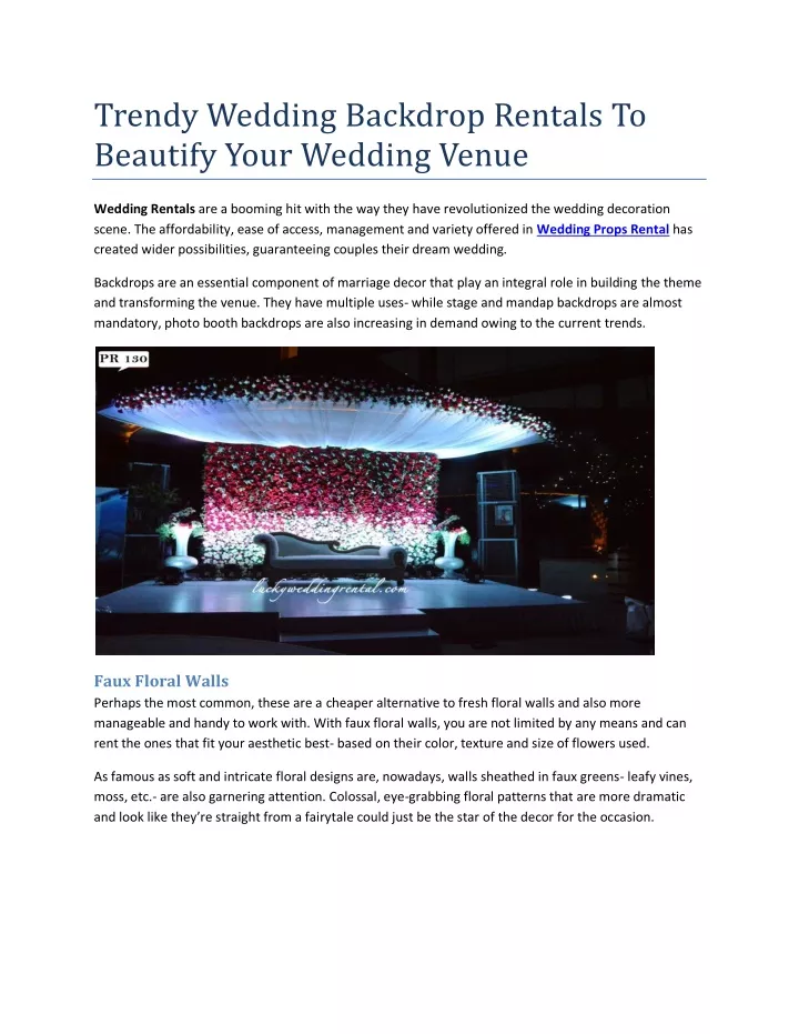 trendy wedding backdrop rentals to beautify your
