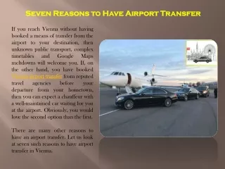 Seven Reasons to Have Airport Transfer