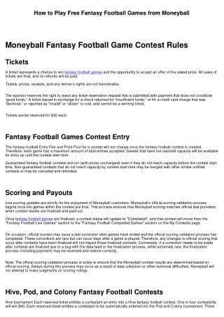 How to Play Free Fantasy Football Games from Moneyball