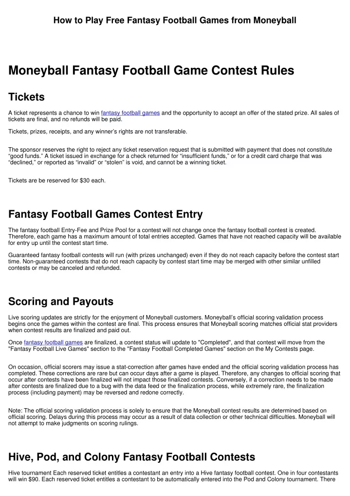 how to play free fantasy football games from