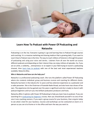 Learn How To Podcast with Power Of Podcasting and Natascha