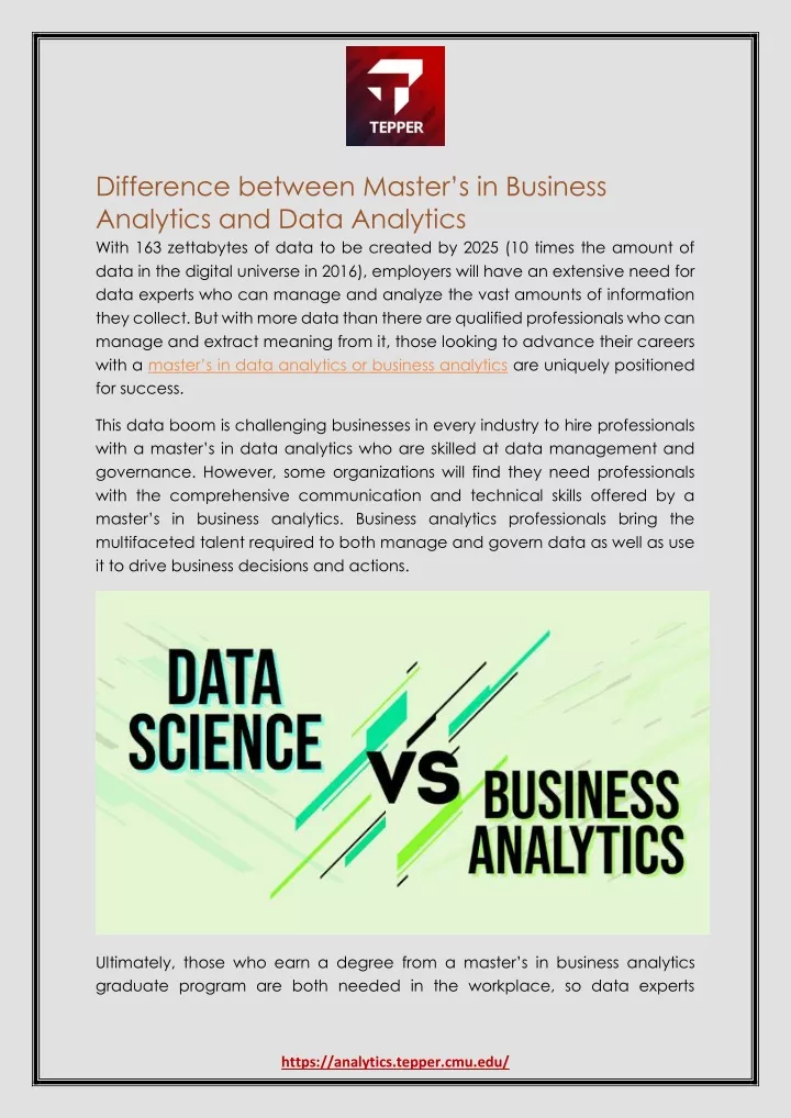 difference between master s in business analytics