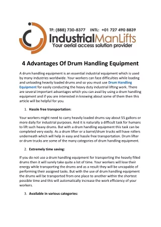 4 Advantages Of Drum Handling Equipment