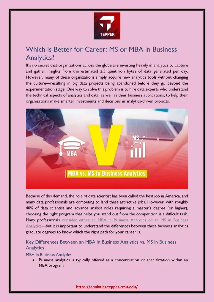 which is better for career ms or mba in business