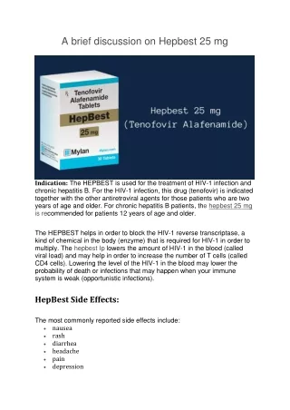 a brief discussion on hepbest 25 mg