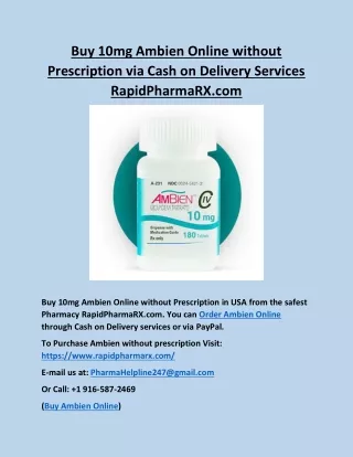 Buy 10mg Ambien Online without Prescription via Cash on Delivery Services