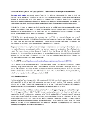 power tools market by mode tool type application