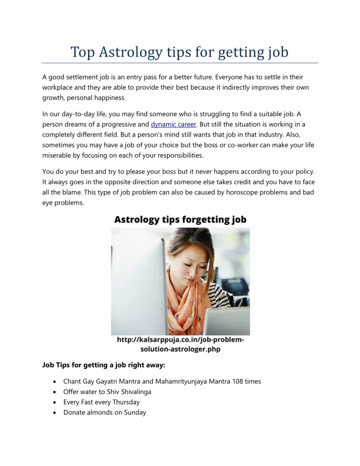 top astrology tips for getting job