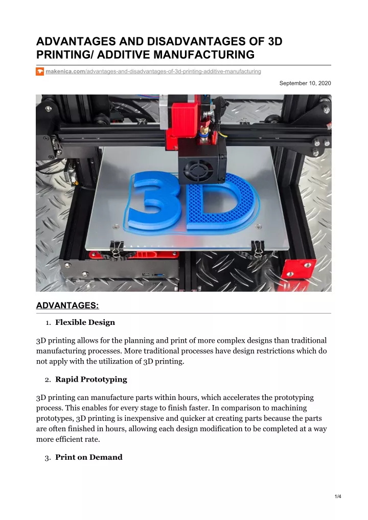 advantages and disadvantages of 3d printing