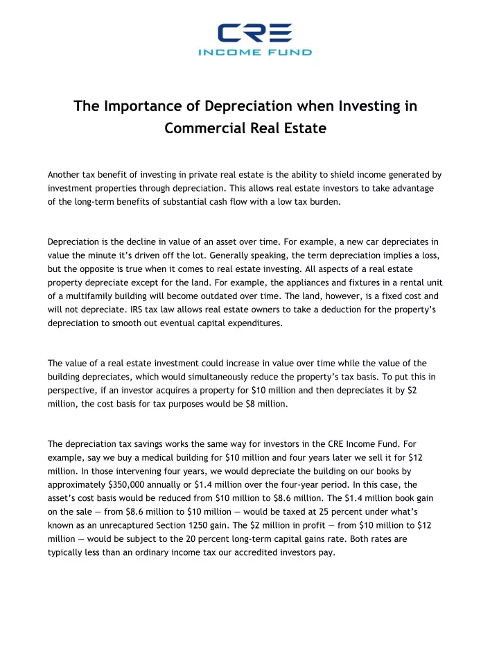 the importance of depreciation when investing