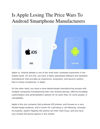 is apple losing the price wars to android