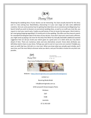 obtaining the wedding dress of your desires