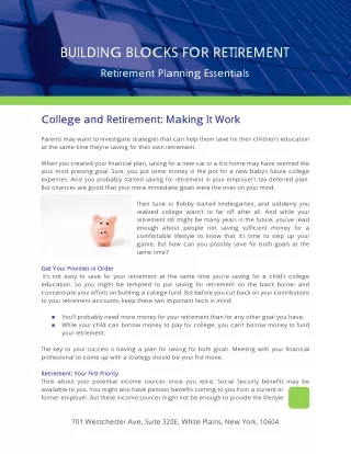 building bloc ks for retirement