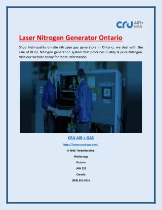 Laser Nitrogen Generator Ontario