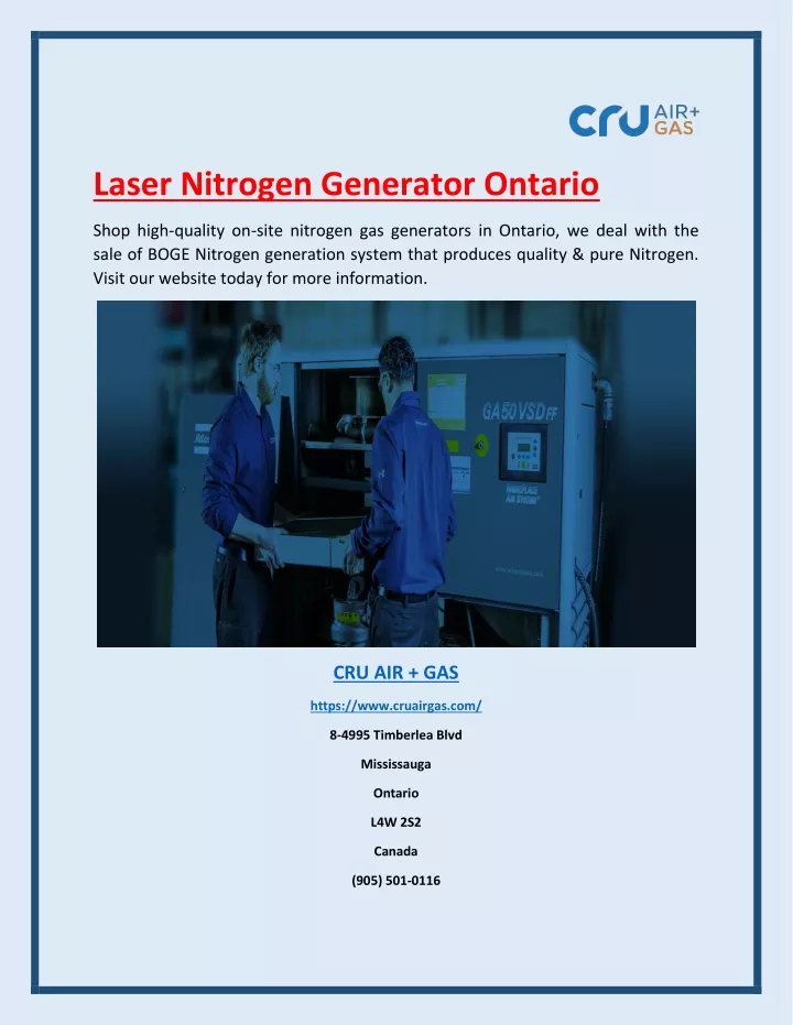 laser nitrogen generator ontario