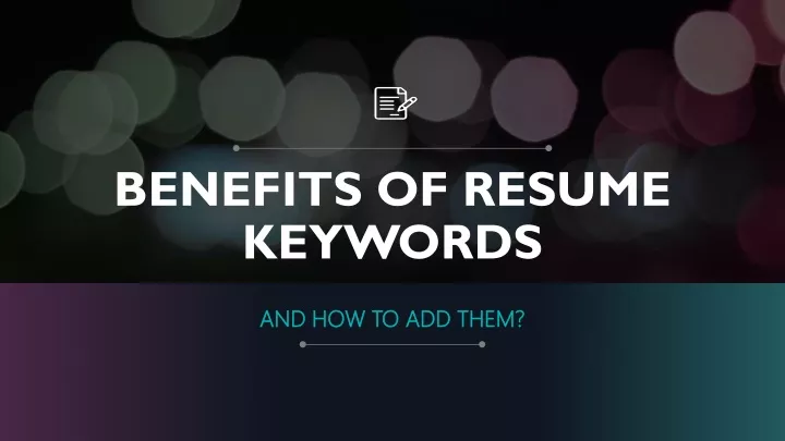 benefits of resume keywords
