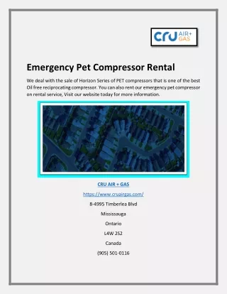 Emergency Pet Compressor Rental