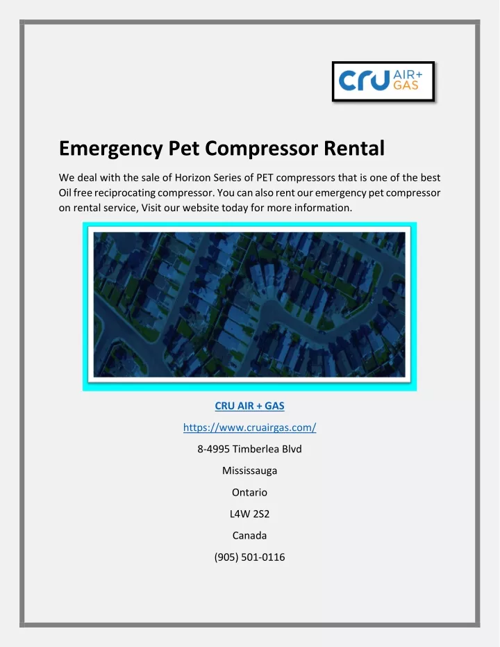 emergency pet compressor rental