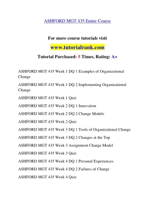 MGT 435 Experience Tradition- tutorialrank.com